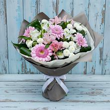 Букет цветов из:  Герберы, Альстромерии и Хризантемы в Лазарево
