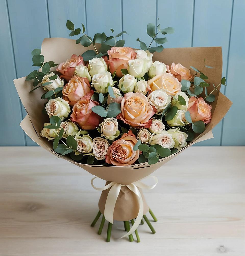 Букет цветов из: Альстромерии и Розы в Лазарево