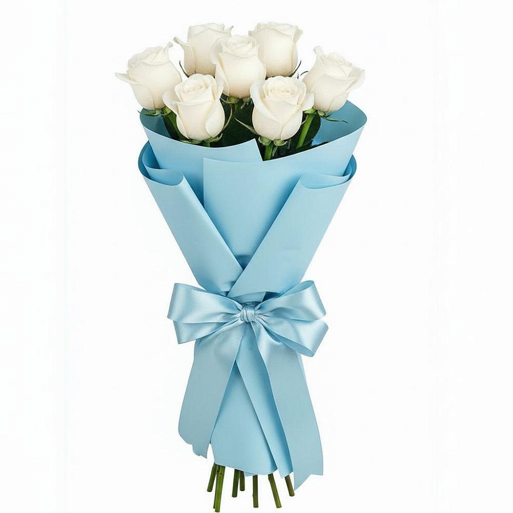 Букет 7 белых роз Проуд в Лазарево