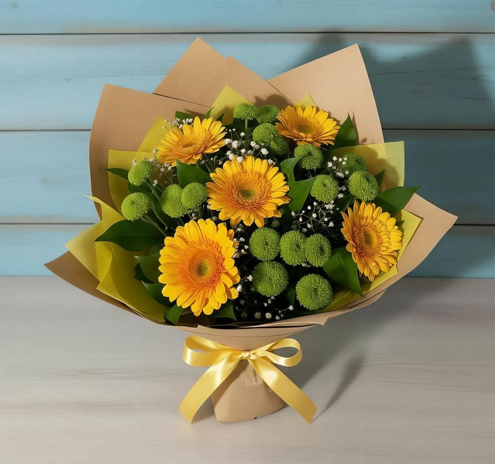 Букет цветов из: Герберы и Хризантемы в Лазарево