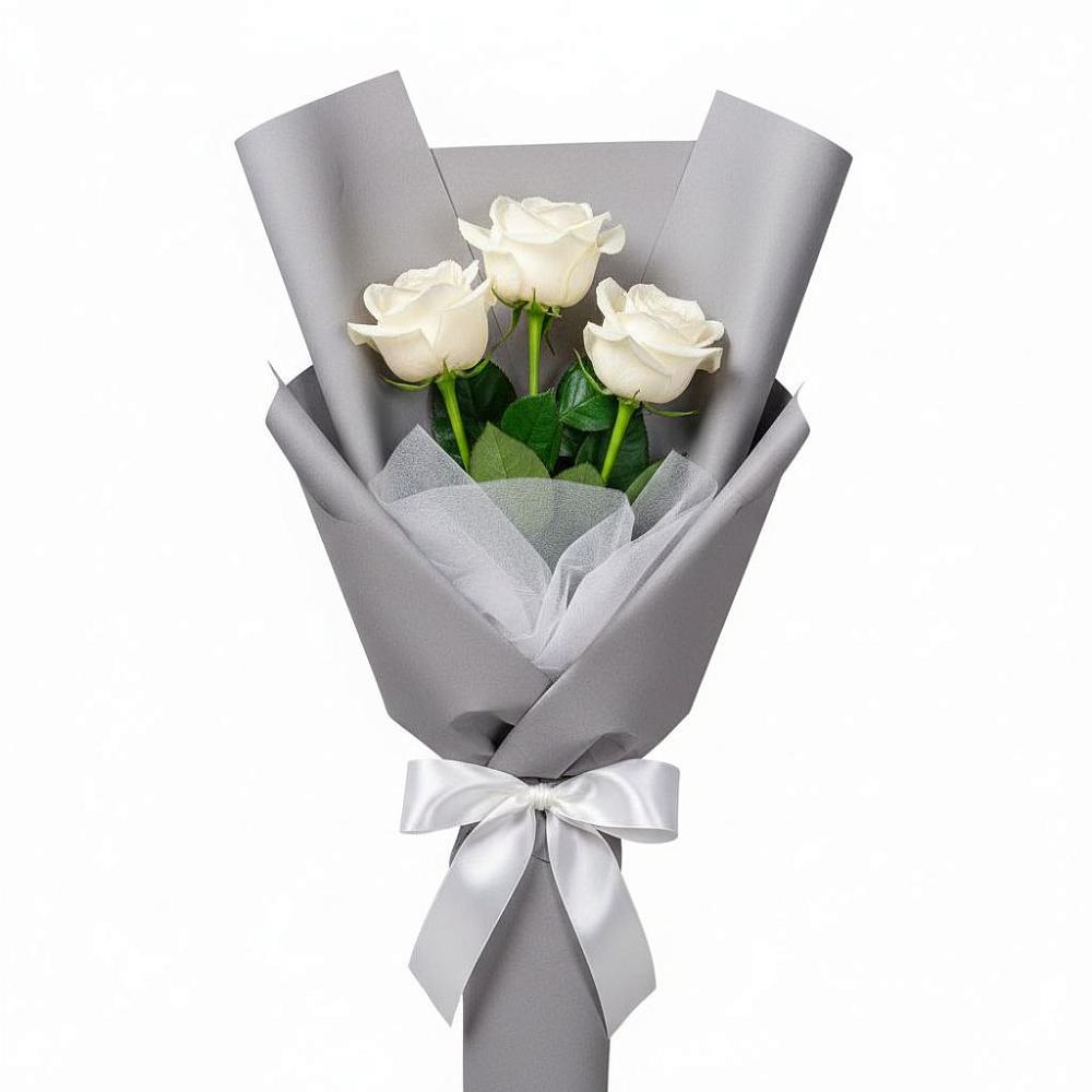 Букет 3 белые розы в Лазарево