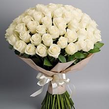 Букет 101 беля роза Белоснежка в Лазарево