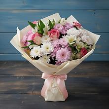 Букет цветов из:  Хризантемы, Альстромерии и Розы #REPLACE_PRED# Лазарево