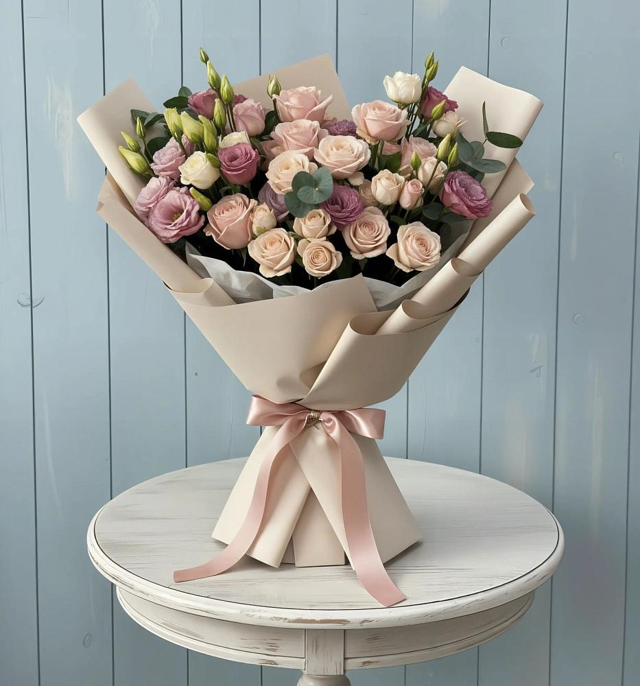 Букет цветов из: Розы и Лизиантусы в Лазарево