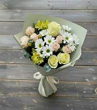 Букет цветов из:  Альстромерии, Розы и Хризантемы в Лазарево